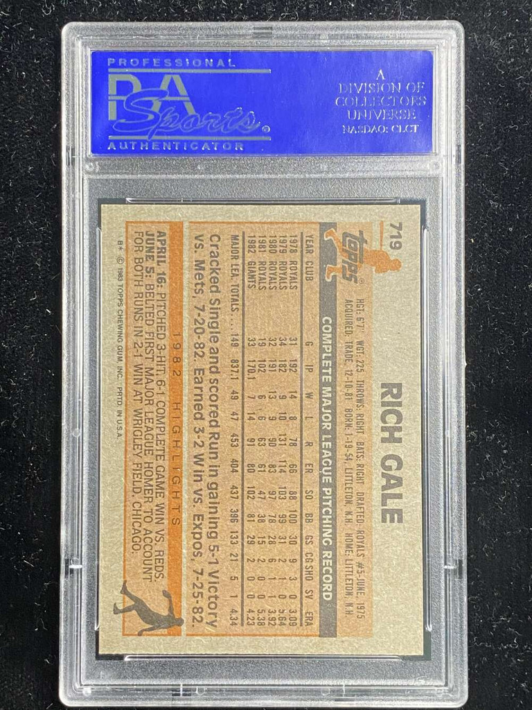 1983 Topps #719 Rich Gale Giants PSA 8 NM-Mint