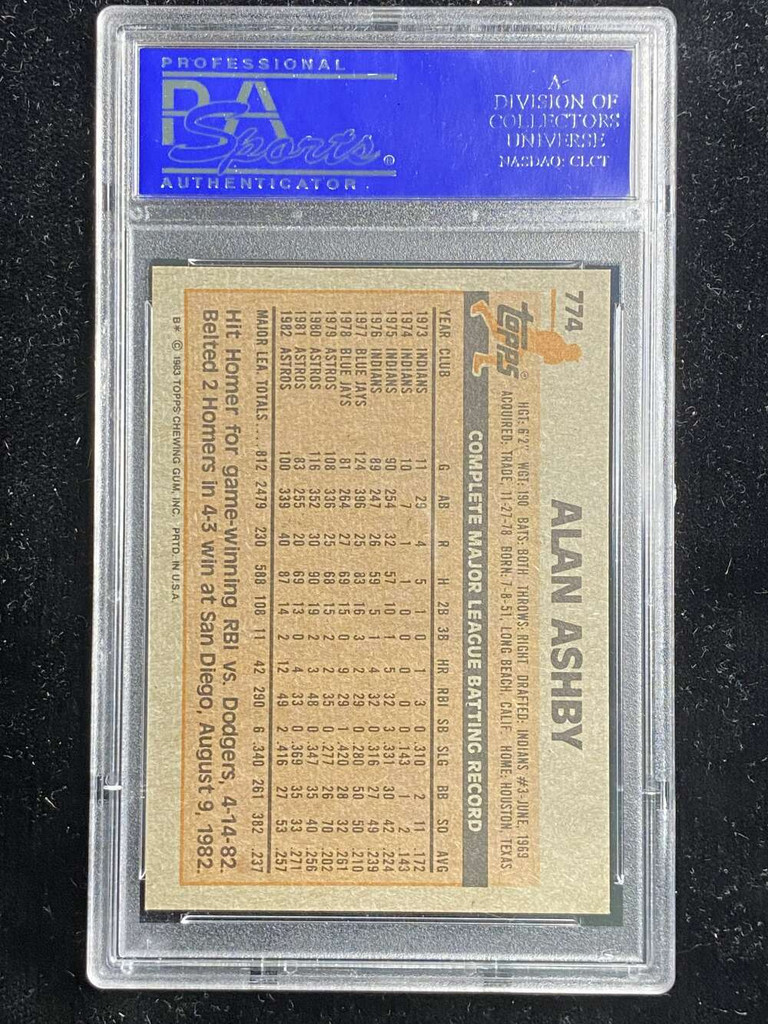 1983 Topps #774 Alan Ashby Astros PSA 8 NM-Mint