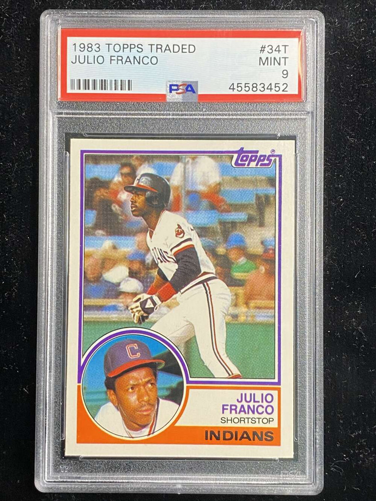 1983 Topps Traded #34T Julio Franco Indians PSA 9 Mint RC ID: 526851