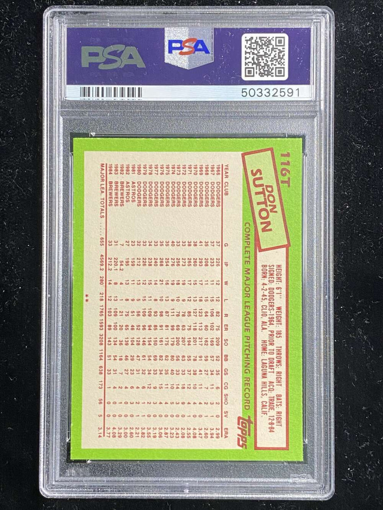1985 Topps Traded #115T Don Sutton A's PSA 10 Gem Mint