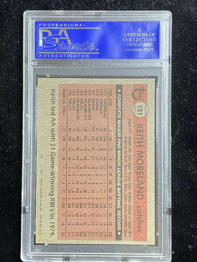 1981 Topps #131 Keith Moreland Phillies PSA 8 NM-Mint