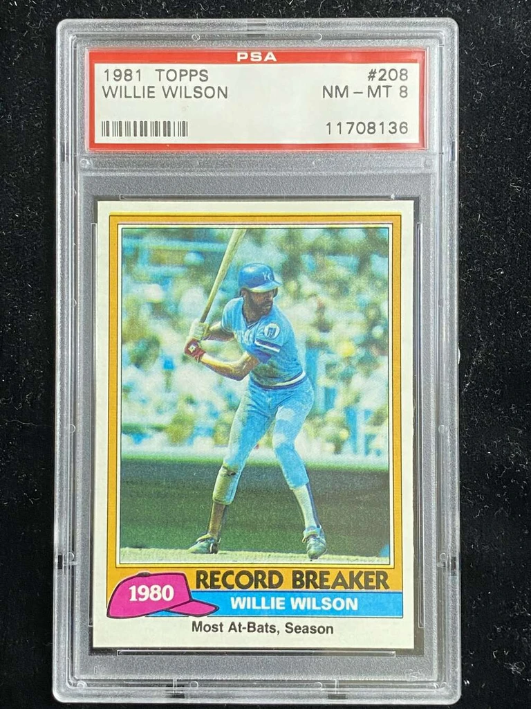 1981 Topps #208 Willie Wilson Royals PSA 8 NM-Mint Record Breaker
