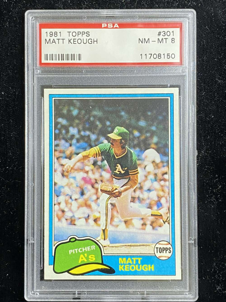 1981 Topps #301 Matt Keough A's PSA 8 NM-Mint