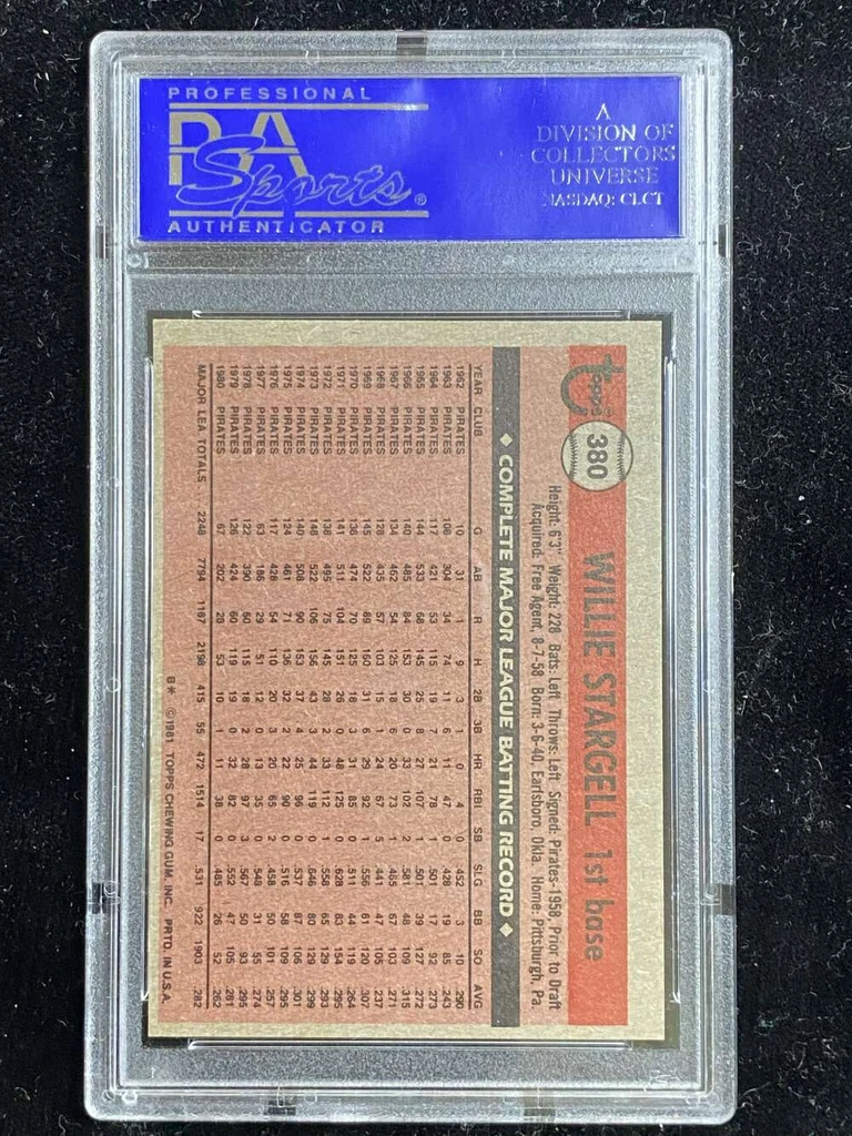 1981 Topps #380 Willie Stargell Pirates PSA 8 NM-Mint