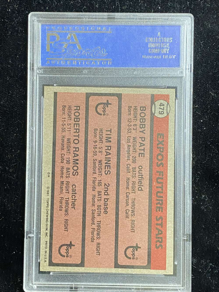 1981 Topps #479 Tim Raines Expos PSA 8 NM-Mint Future Stars RC
