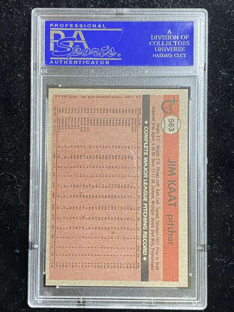 1981 Topps #563 Jim Kaat Cardinals PSA 8 NM-Mint