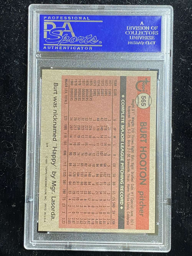 1981 Topps #565 Burt Hooton Dodgers PSA 8 NM-Mint