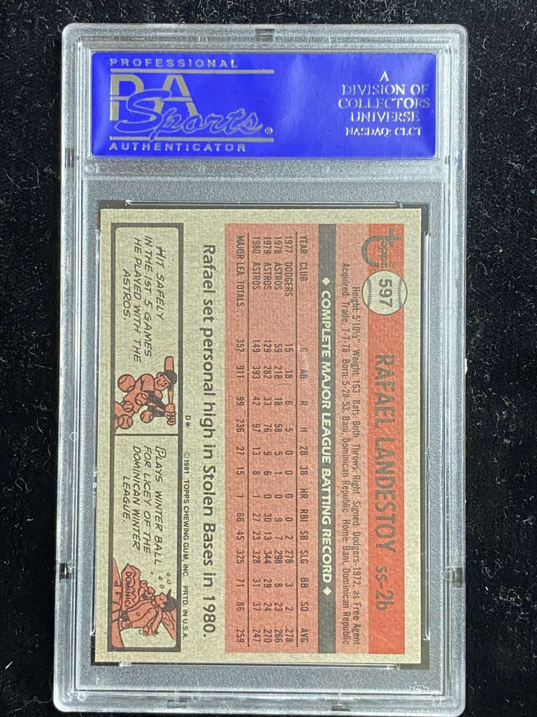 1981 Topps #597 Rafael Landestoy Astros PSA 8 NM-Mint