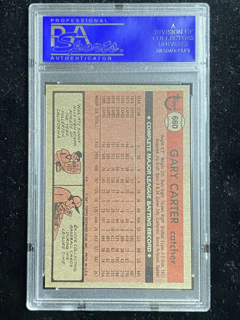 1981 Topps #660 Gary Carter Expos PSA 8 NM-Mint
