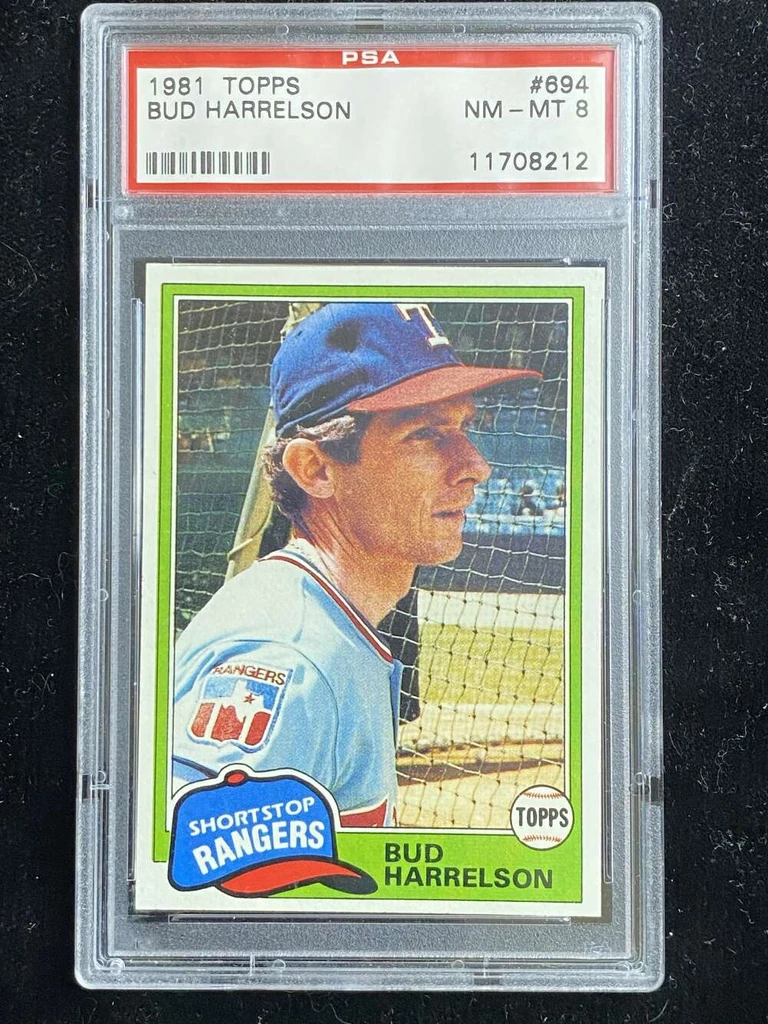 1981 Topps #694 Bud Harrelson Rangers PSA 8 NM-Mint
