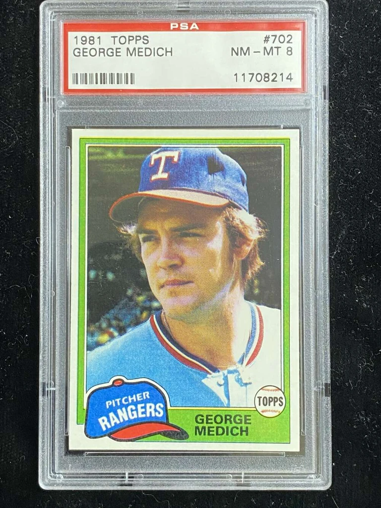 1981 Topps #702 George Medich Rangers PSA 8 NM-Mint