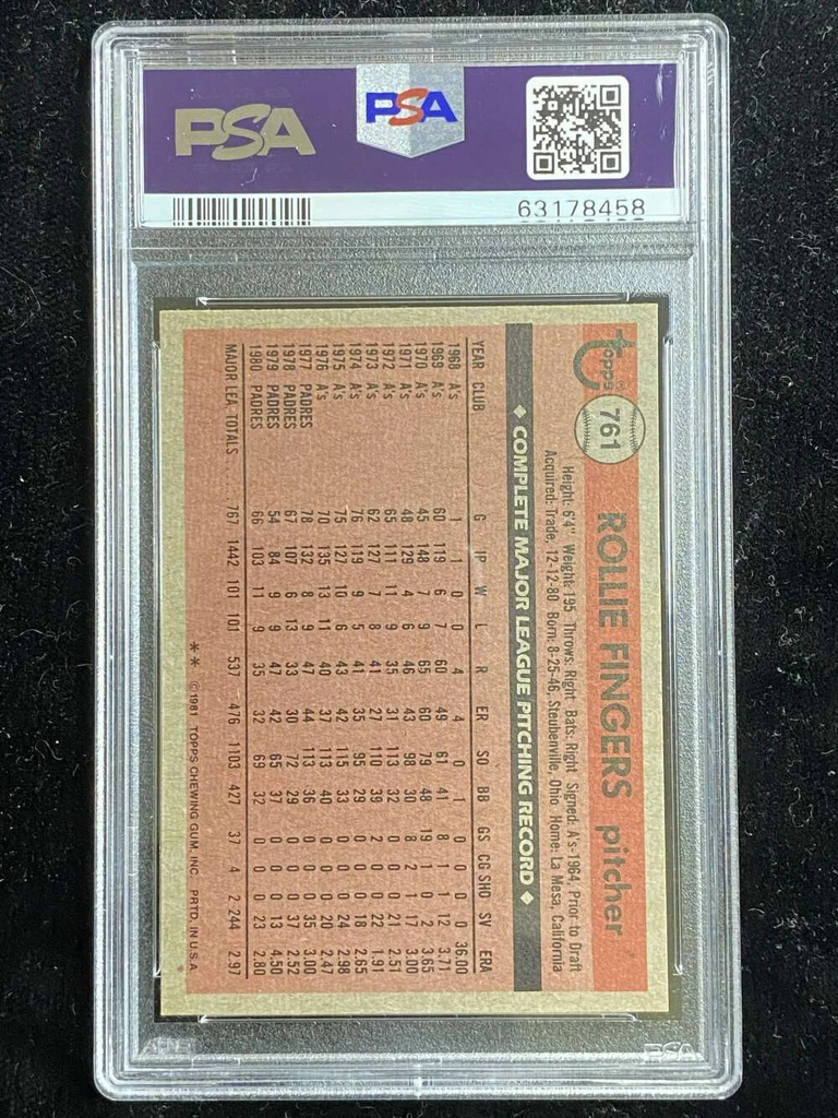 1981 Topps Traded #761 Rollie Fingers Brewers PSA 10 Gem Mint