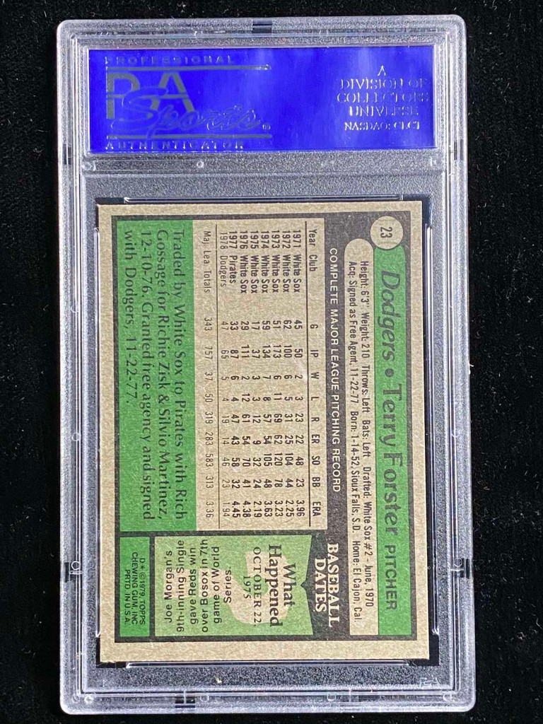 1979 Topps #23 Terry Forester Dodgers PSA 9 Mint