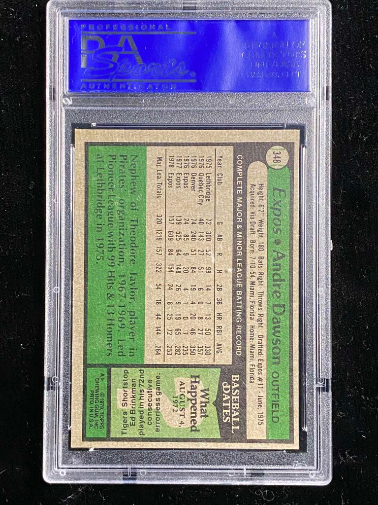 1979 Topps #348 Andre Dawson Expos PSA 8 NM-Mint