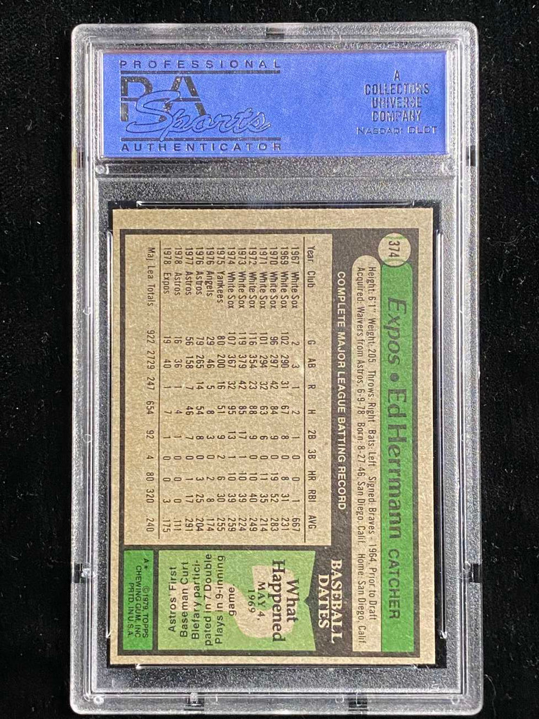 1979 Topps #374 Ed Herrmann Expos PSA 8 NM-Mint
