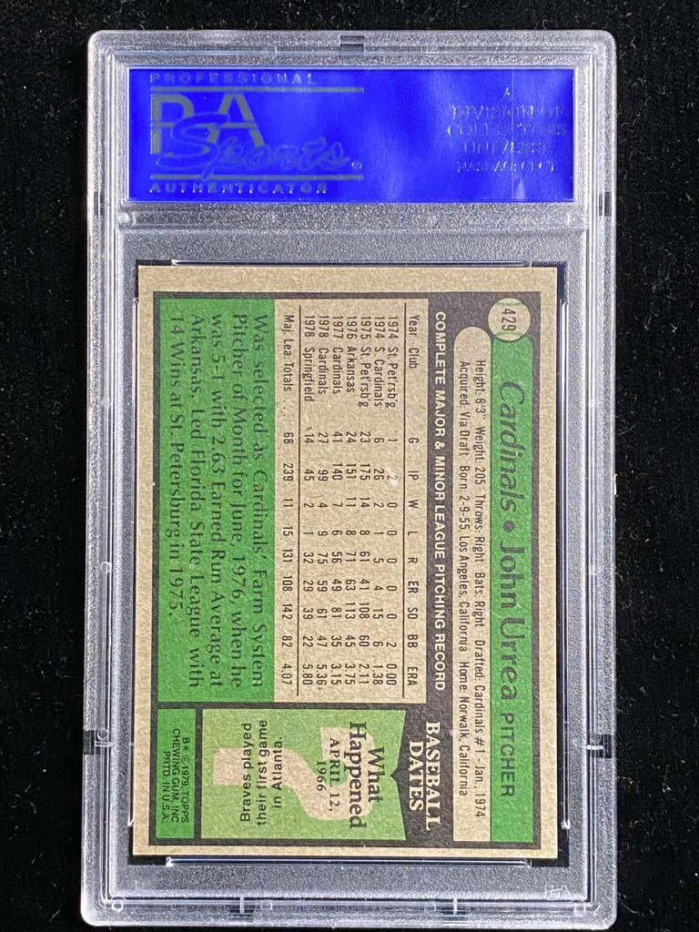 1979 Topps #429 John Urrea Cardinals PSA 8 NM-Mint