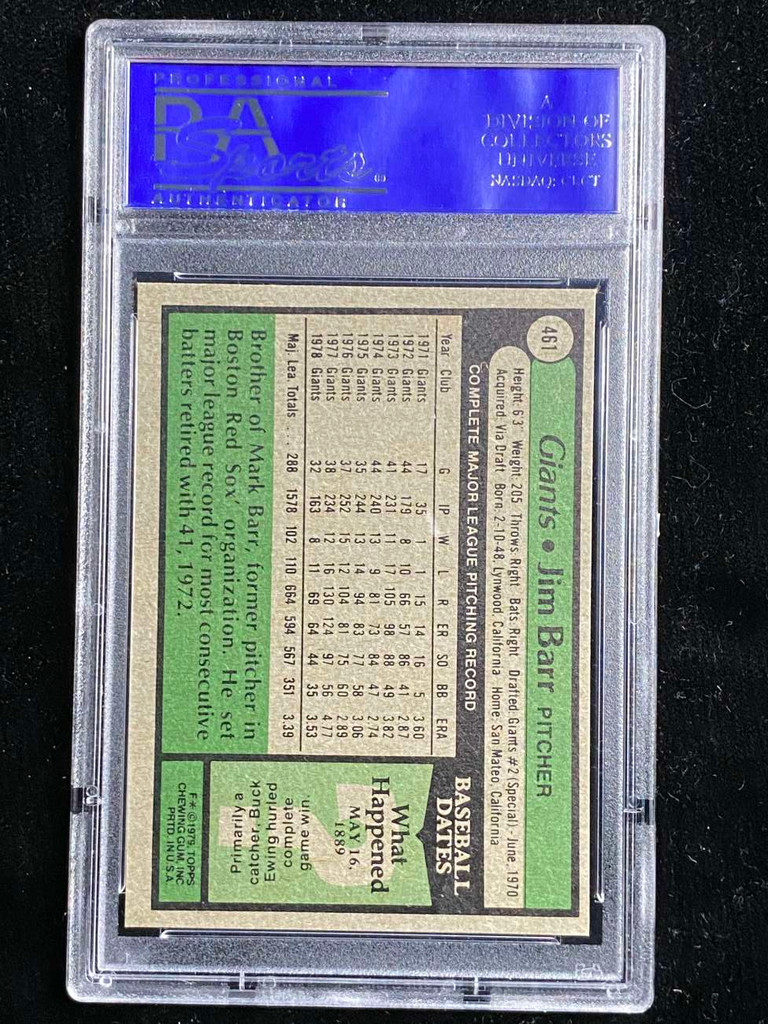 1979 Topps #461 Jim Barr Giants PSA 8 NM-Mint