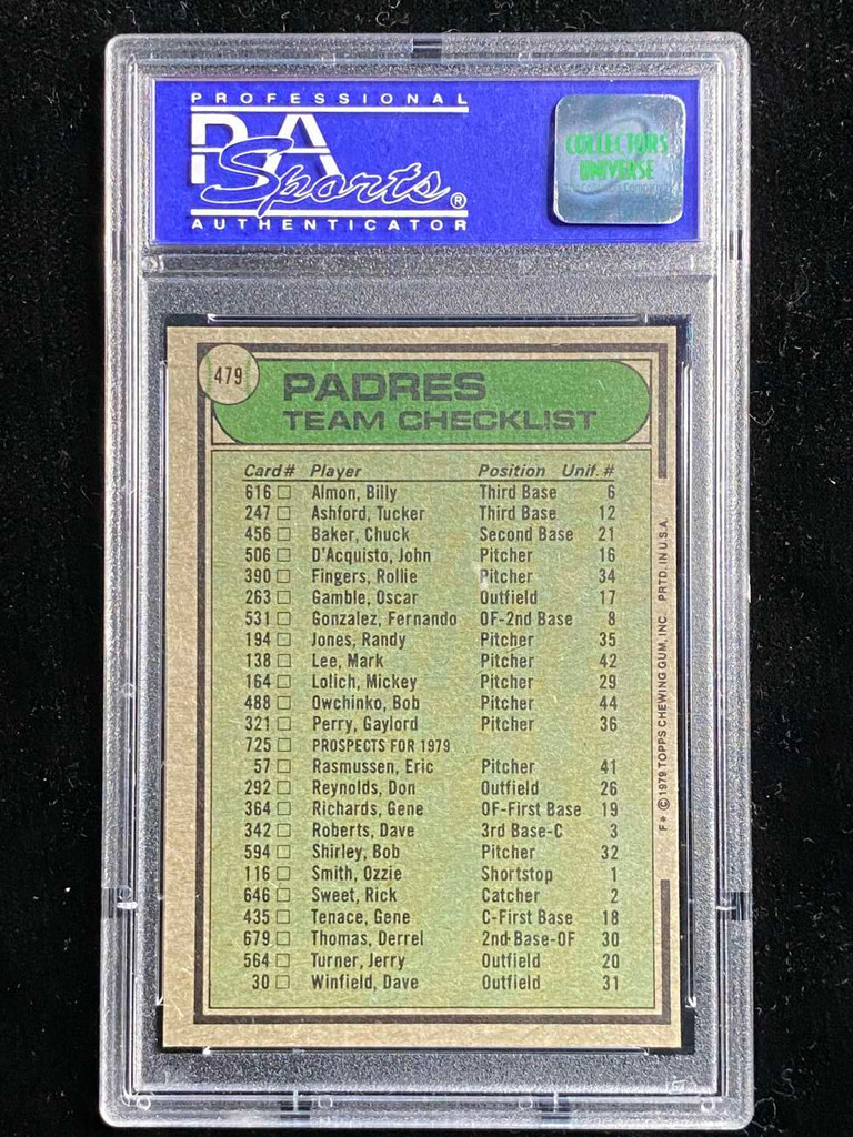 1979 Topps #479 Roger Craig Padres PSA 8 NM-Mint Team Card