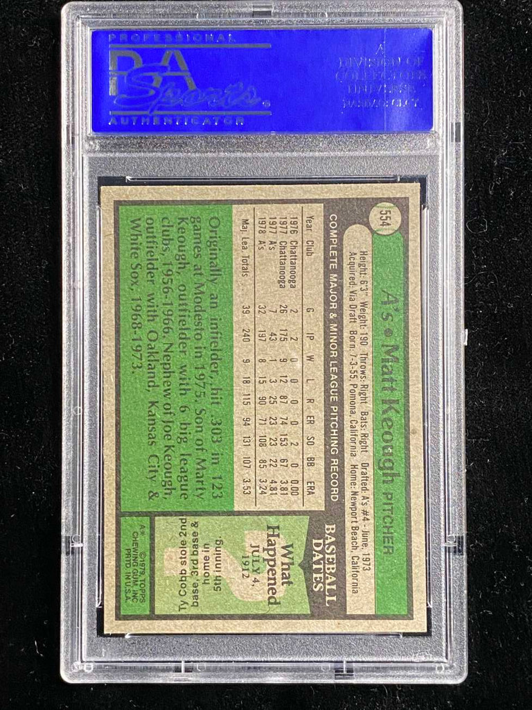 1979 Topps #554 Matt Keough A's PSA 8 NM-Mint