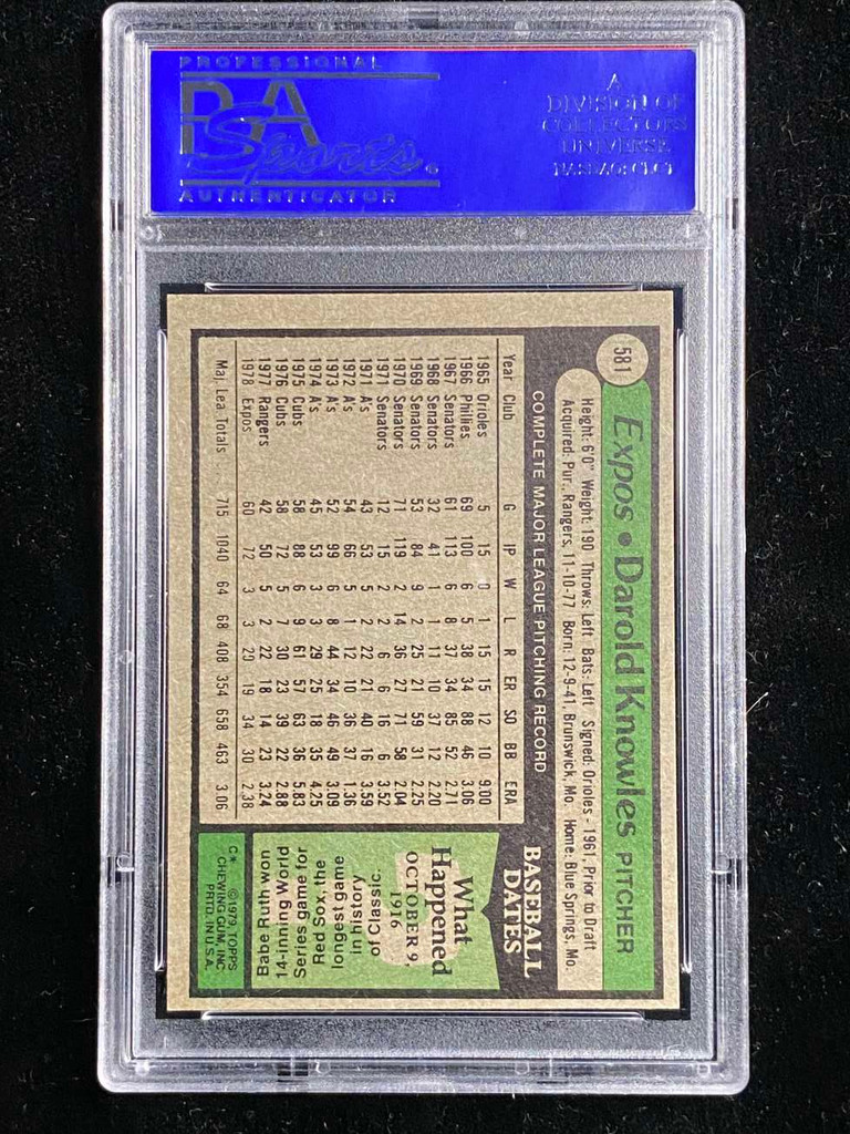 1979 Topps #581 Darold Knowles Expos PSA 8 NM-Mint