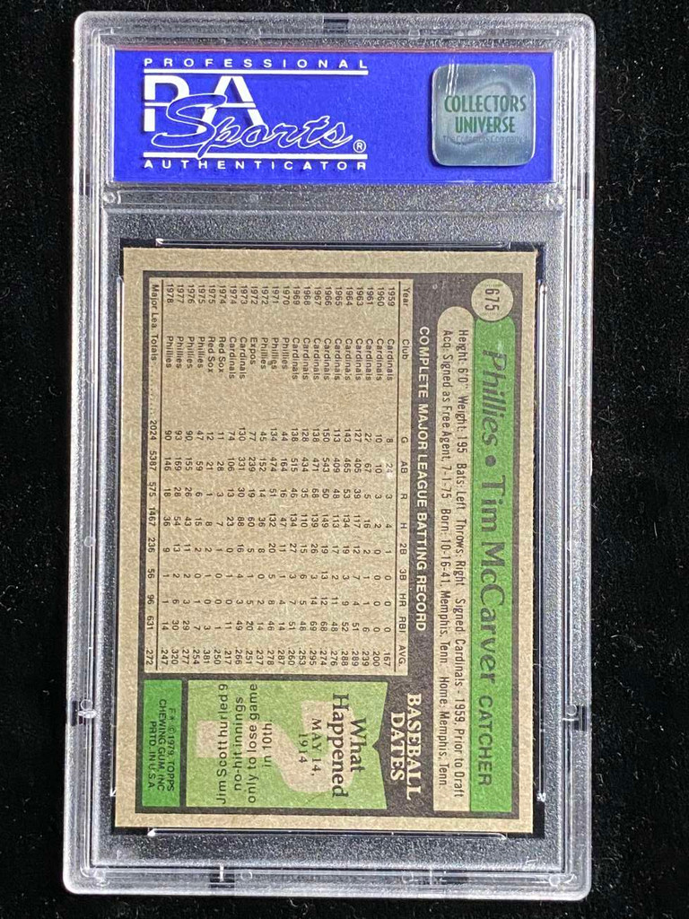 1979 Topps #675 Tim McCarver Phillies PSA 8 NM-Mint