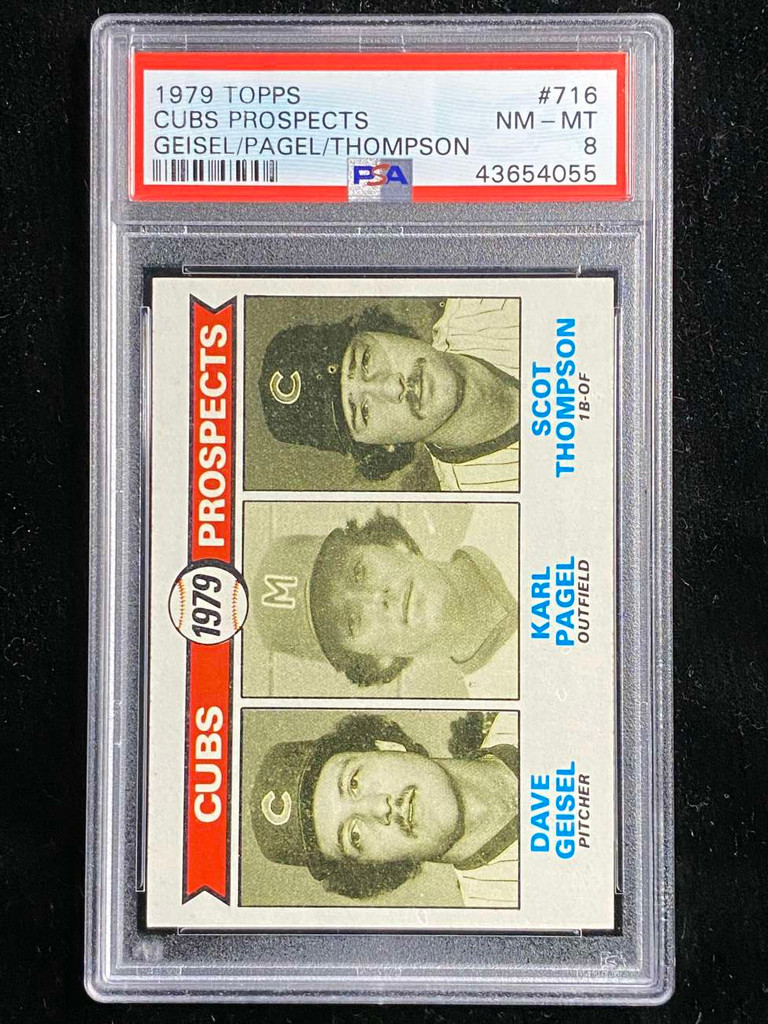 1979 Topps #716 Dave Geisel Cubs PSA 8 NM-Mint Prospects Pagel Thompson