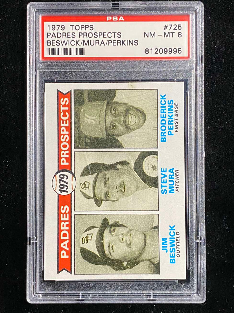 1979 Topps #725 Jim Beswick Padres PSA 8 NM-Mint Prospects Mura Perkins