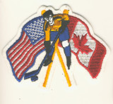 United States Flag & Canadian Flag With Hockey Player  (NEW)  #*