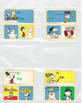 1980's Charlie Brown & Snoopy Christmas Gift Tages w/ 2 Stickers  Lot 10 Different  #*