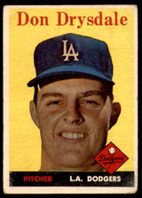 1958 Topps #25 Don Drysdale Very Good  ID: 258035