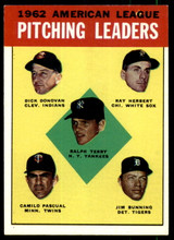 1963 Topps #   8 Terry/Donovan/Herbert/Pascual/Bunning AL Pitching Leaders Ex-Mint  ID: 261301