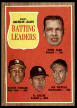 1962 Topps #51 Cash/Howard/Kaline/Piersall A.L. Batting Leaders Ex-Mint  ID: 236312