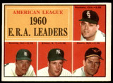 1961 Topps #46 Baumann/Bunning/Ditmar/Brown AL E.R.A. Leaders Ex-Mint ID: 225075 1961 Topps #46 Baumann/Bunning/Ditmar/Brown AL E.R.A. Leaders Ex-Mint ID: 225075
