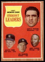 1962 Topps #59 Pascual/Ford/Bunning/Juan Pizarro A.L. Strikeout Leaders Ex-Mint  ID: 215263