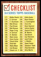 1962 Topps #192 Checklist 177-264 VG-EX 1962 Topps #192 Checklist 177-264 VG-EX