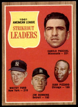 1962 Topps #59 Pascual/Ford/Bunning/Juan Pizarro A.L. Strikeout Leaders Excellent+  ID: 251382