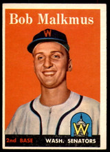 1958 Topps #356 Bobby Malkmus Excellent RC Rookie 1958 Topps #356 Bobby Malkmus Excellent RC Rookie