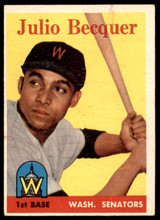 1958 Topps #458 Julio Becquer Excellent RC Rookie ID: 229600 1958 Topps #458 Julio Becquer Excellent RC Rookie ID: 229600