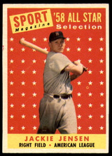 1958 Topps #489 Jackie Jensen AS G-VG 