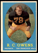1958 Topps #64 R.C. Owens UER Very Good RC Rookie ID: 217655 1958 Topps #64 R.C. Owens UER Very Good RC Rookie ID: 217655