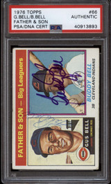 1976 Topps #66 Gus Bell Buddy Bell Signed Auto PSA/DNA Father & Son