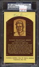 Bob Lemon Yellow HOF Plaque Postcard Signed Card PSA/DNA Auto *235 Bob Lemon Yellow HOF Plaque Postcard Signed Card PSA/DNA Auto *235