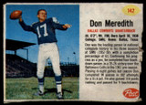 1962 Post Cereal #142 Don Meredith Very Good  ID: 151919