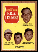 1962 Topps #56 Spahn/O'Toole/Simmons/McCormick N.L. E.R.A. Leaders EX/NM ID: 110648 1962 Topps #56 Spahn/O'Toole/Simmons/McCormick N.L. E.R.A. Leaders EX/NM ID: 110648