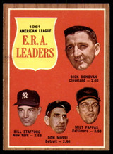 1962 Topps #55 Donovan/Stafford/Mossi/Pappas A.L. E.R.A. Leaders Ex-Mint ID: 194532 1962 Topps #55 Donovan/Stafford/Mossi/Pappas A.L. E.R.A. Leaders Ex-Mint ID: 194532