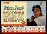 1962 Post Cereal #136 Orlando Cepeda Excellent+  ID: 144416