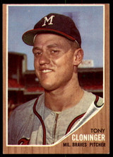 1962 Topps #63 Tony Cloninger Excellent+ RC Rookie ID: 194613 1962 Topps #63 Tony Cloninger Excellent+ RC Rookie ID: 194613