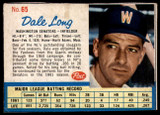 1962 Post Cereal #65 Dale Long Ex-Mint 1962 Post Cereal #65 Dale Long Ex-Mint