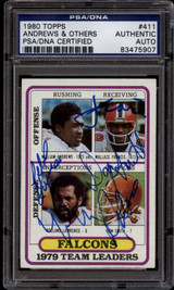 1980 Topps #411 Andrews Francis Lawrence Smith PSA/DNA Signed Auto Falcons 4 Autos