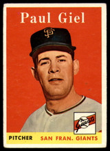 1958 Topps #308 Paul Giel UER VG/EX Very Good/Excellent 1958 Topps #308 Paul Giel UER VG/EX Very Good/Excellent